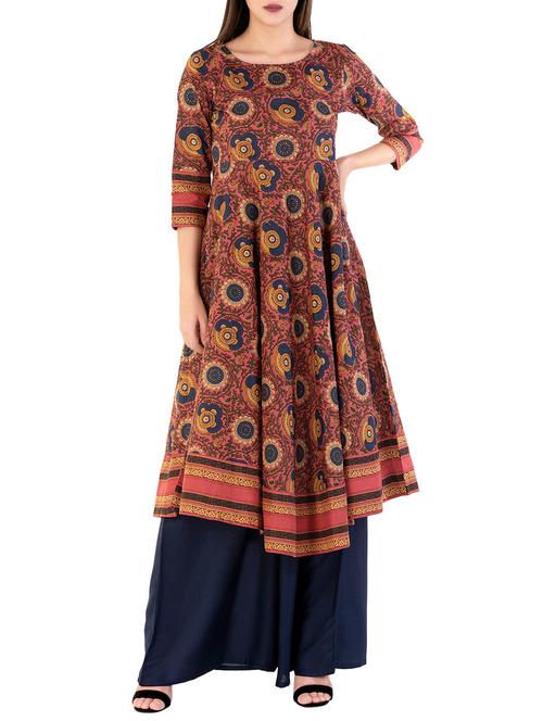 flared kalamkari kurta - 15427003 - Very Small Image - 1