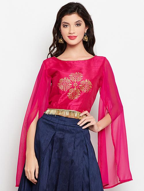 slit sleeved printed blouse - 15427054 - Very Small Image - 1