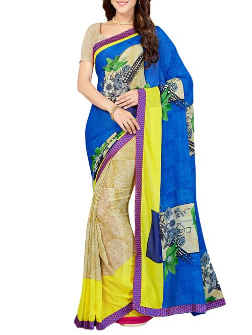 floral half and half saree with blouse - 15427119 - Very Small Image - 1