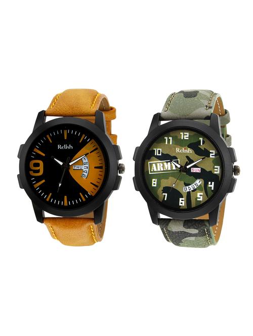 relish re-3021com leather strap analog watch - 15427184 - Very Small Image - 1