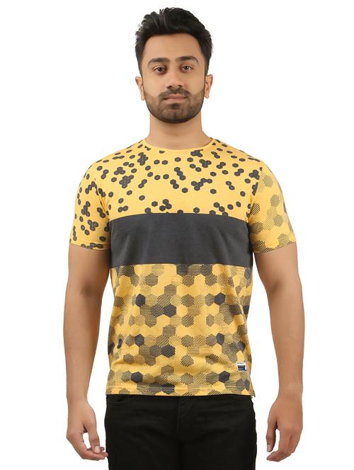 yellow cotton all over print tshirt - 15427290 - Very Small Image - 1