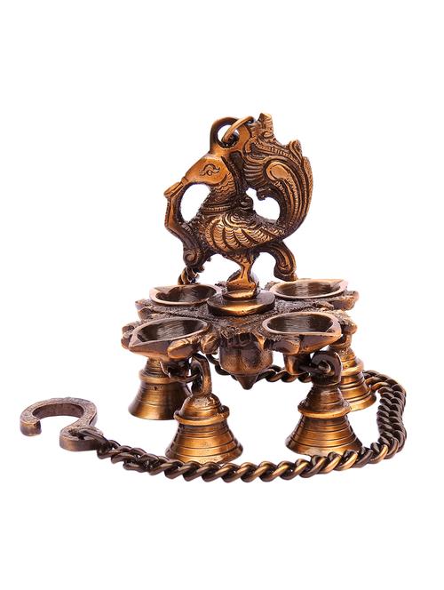 handicraft brass hanging deepak made of brass , wall hanging peacock diya - 15427464 - Very Small Image - 1