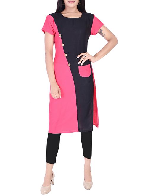 straight color block kurta - 15427470 - Very Small Image - 1