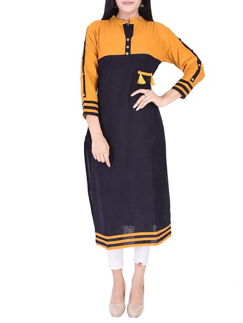 straight color block kurta - 15427472 - Very Small Image - 1