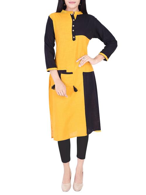 straight color block kurta - 15427479 - Very Small Image - 1