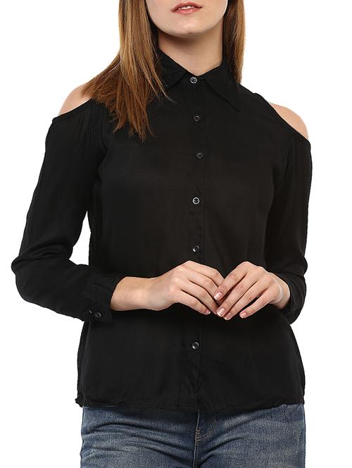 cold shoulder solid shirt - 15427890 - Very Small Image - 1