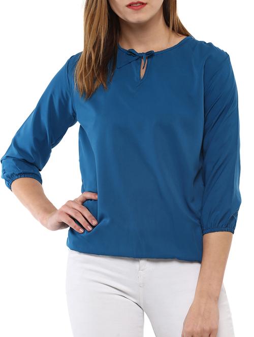 tie up neck keyhole top - 15427899 - Very Small Image - 1