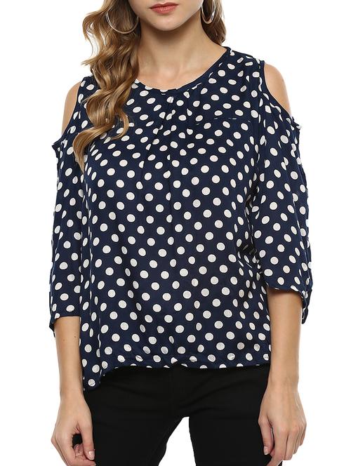 polka dot cold shoulder top - 15427916 - Very Small Image - 1