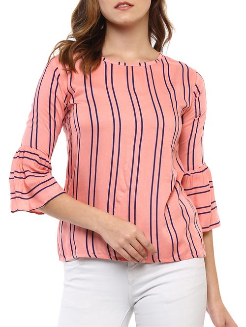 striped bell sleeve top - 15427927 - Very Small Image - 1