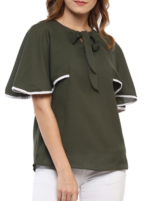 tie knot neck cape sleeve top - 15427948 - Very Small Image - 1