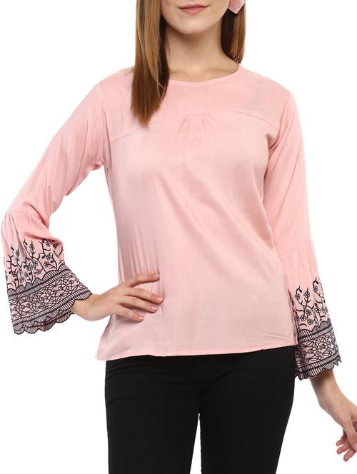 embroidered scallop sleeve top - 15427965 - Very Small Image - 1
