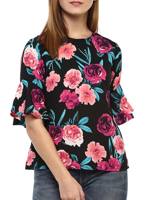 floral bell sleeved top - 15427969 - Very Small Image - 1