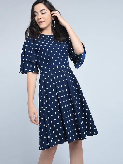 layered bell sleeved polka dotted dress - 15428734 - Very Small Image - 1