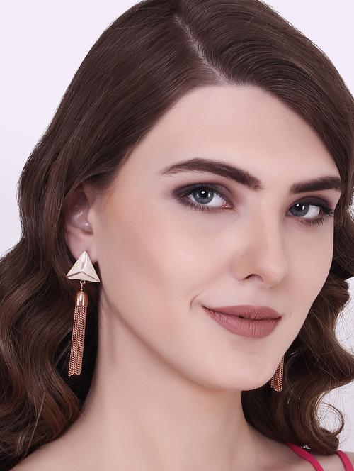 gold metal drop earrings - 15429276 - Very Small Image - 1
