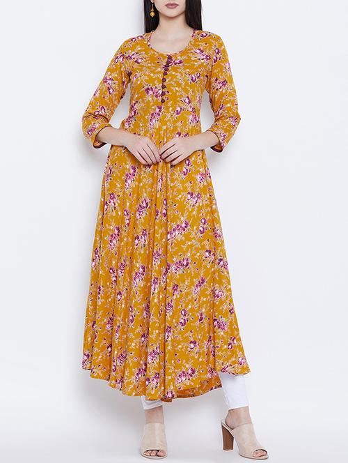 flared floral kurta - 15430058 - Very Small Image - 1