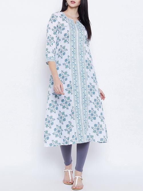 a-line slit printed kurta - 15430061 - Very Small Image - 1
