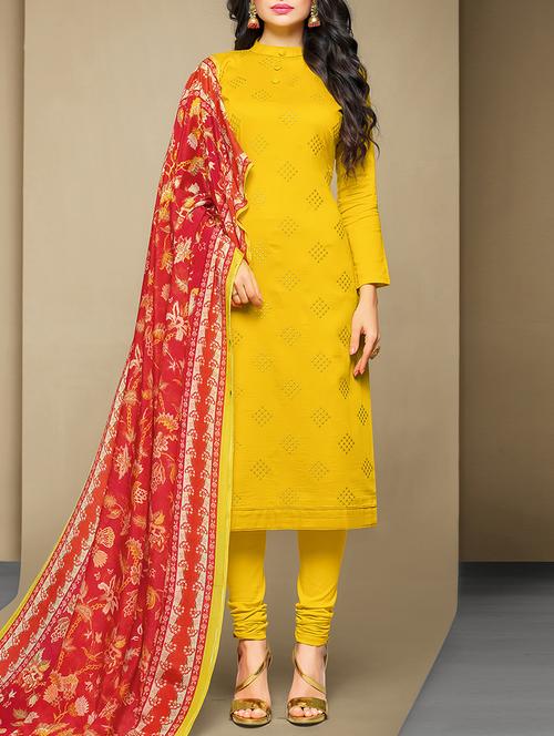 embroidered unstitched churidaar suit - 15430113 - Very Small Image - 1