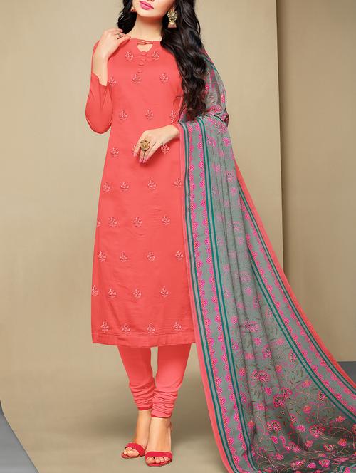 embroidered unstitched churidaar suit - 15430116 - Very Small Image - 1