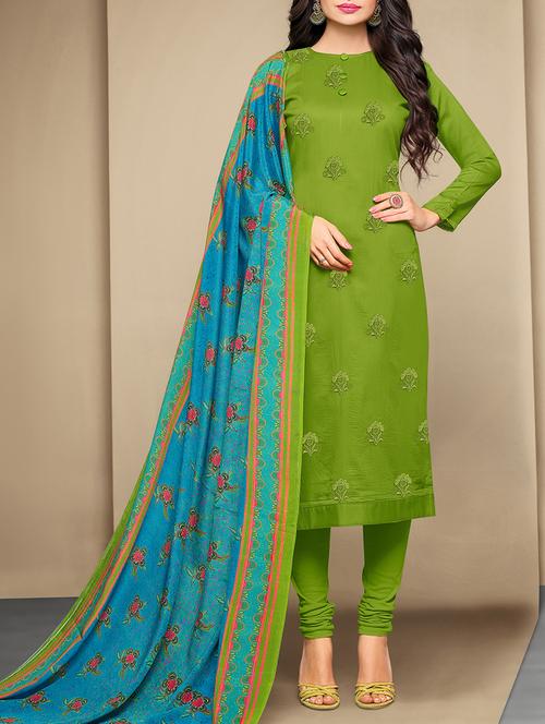 embroidered unstitched churidaar suit - 15430119 - Very Small Image - 1
