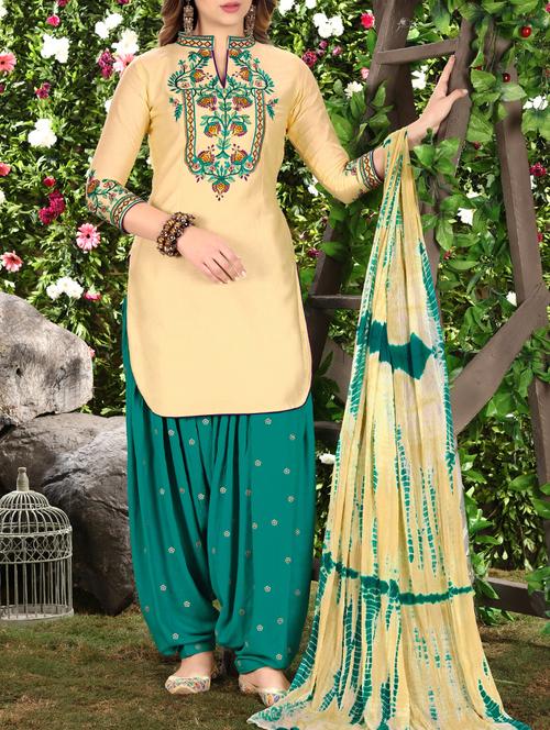 embroidered unstitched patiyala suit - 15430123 - Very Small Image - 1
