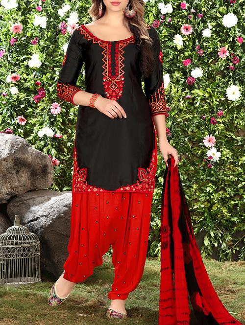 embroidered unstitched patiyala suit - 15430127 - Very Small Image - 1