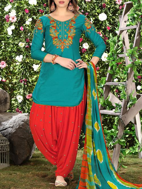 embroidered unstitched patiyala suit - 15430129 - Very Small Image - 1