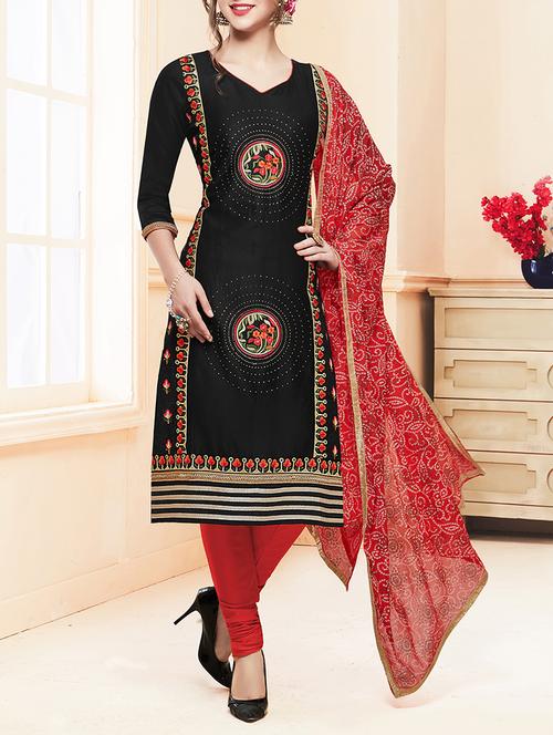 embroidered unstitched churidaar suit - 15430157 - Very Small Image - 1