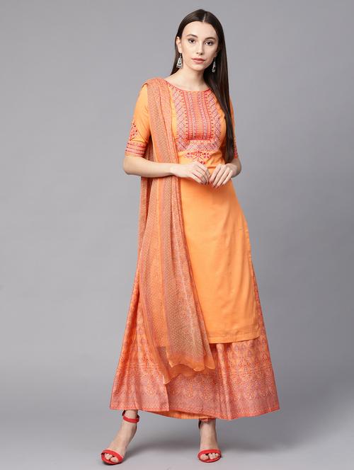 embroidered unstitched palazzo suit - 15430167 - Very Small Image - 1