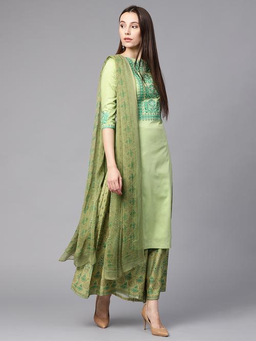 embroidered unstitched palazzo suitp - 15430171 - Very Small Image - 1