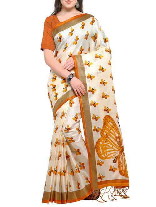 conversational beige printed saree with blouse - 15431074 - Very Small Image - 1