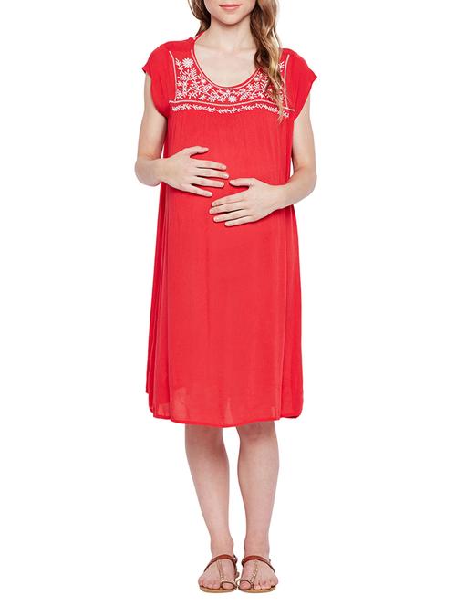 embroidered tie up back maternity dress - 15431225 - Very Small Image - 1