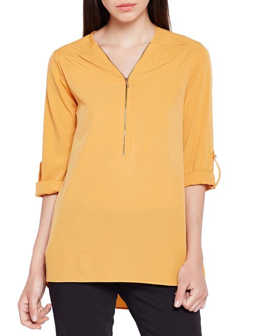 zip up neck high low tunic - 15431277 - Very Small Image - 1