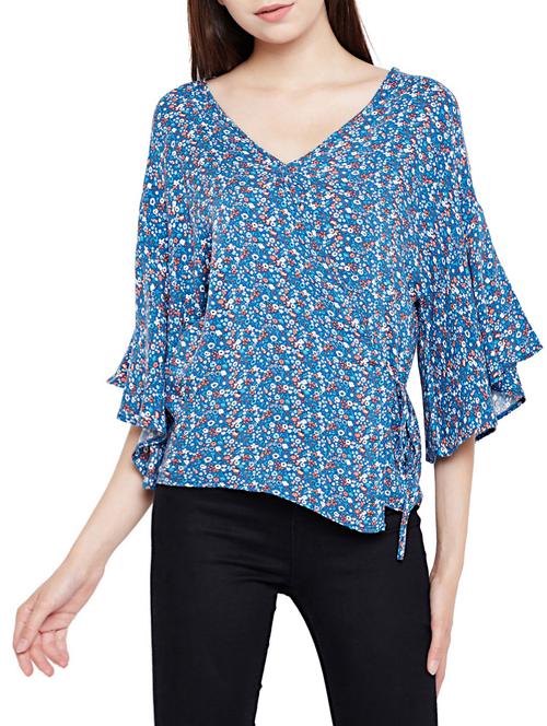 flared sleeve wrap top - 15431342 - Very Small Image - 1