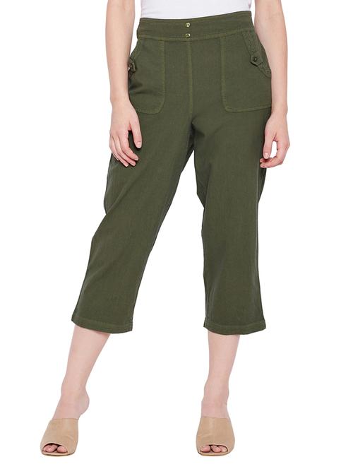 mock button elasticated waist capri - 15431359 - Very Small Image - 1