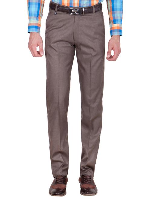brown cotton flat front formal trouser - 15431456 - Very Small Image - 1