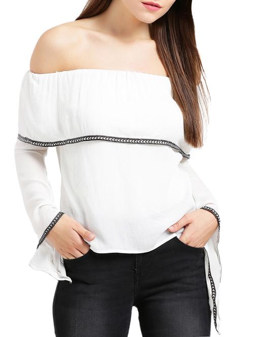 off shoulder laced layered top - 15432373 - Very Small Image - 1