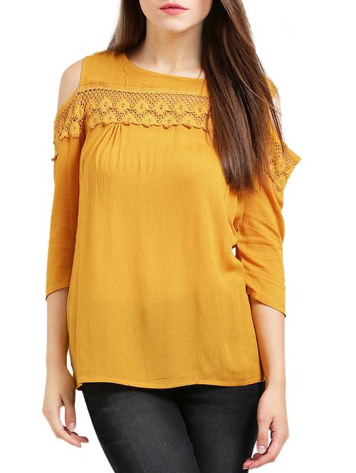 cold shoulder crochet detail top - 15432374 - Very Small Image - 1