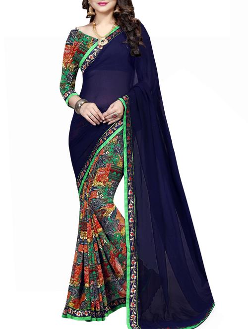 abstract half & half lace border saree with blouse - 15432413 - Very Small Image - 1