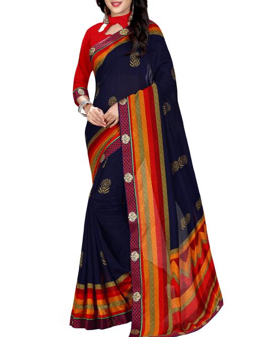 lace border placement printed saree with blouse - 15432424 - Very Small Image - 1