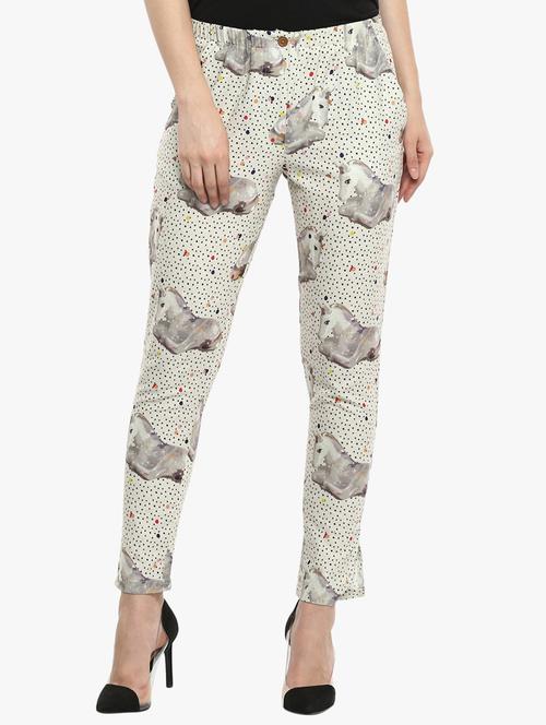 printed flat front trouser - 15432565 - Very Small Image - 1