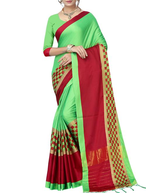 contrast bordered saree with blouse - 15434518 - Very Small Image - 1