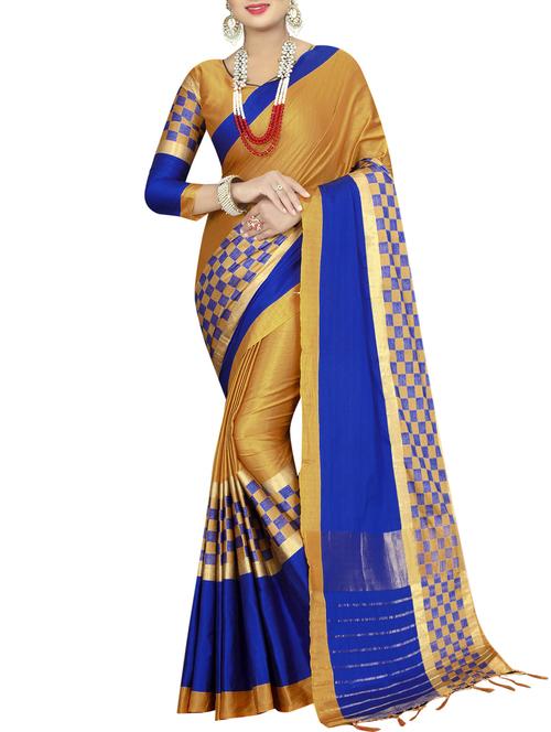 contrast bordered saree with blouse - 15434521 - Very Small Image - 1