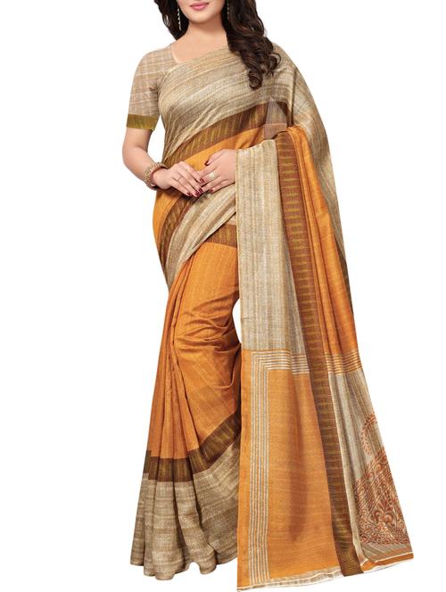contrast bordered saree with blouse - 15434632 - Very Small Image - 1