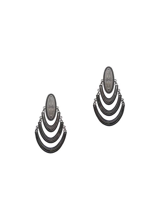 silver oxidised drop earrings - 15435335 - Very Small Image - 1
