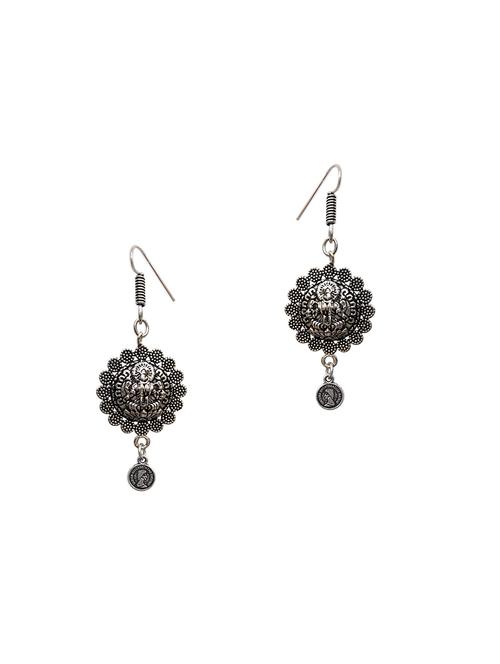 silver oxidised drop earrings - 15435336 - Very Small Image - 1