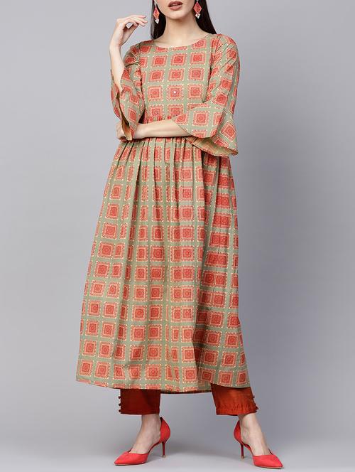 flared bell sleeves kurta - 15435927 - Very Small Image - 1
