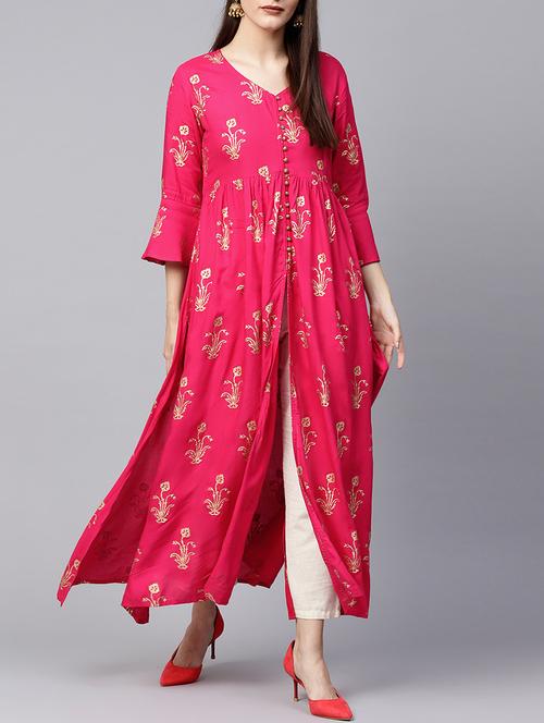 high slit block printed kurta - 15435931 - Very Small Image - 1