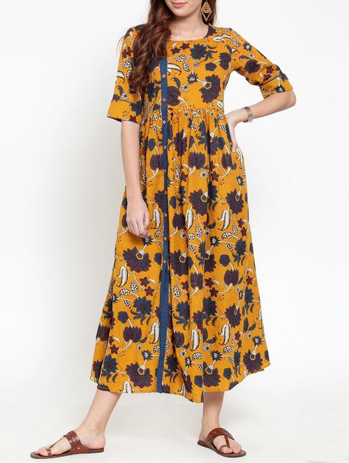 floral button down a-line dress - 15435933 - Very Small Image - 1