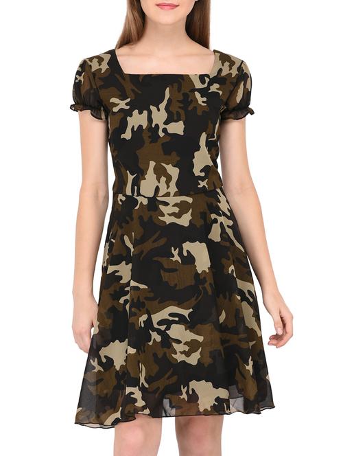 camouflage fit and flare dress - 15436294 - Very Small Image - 1