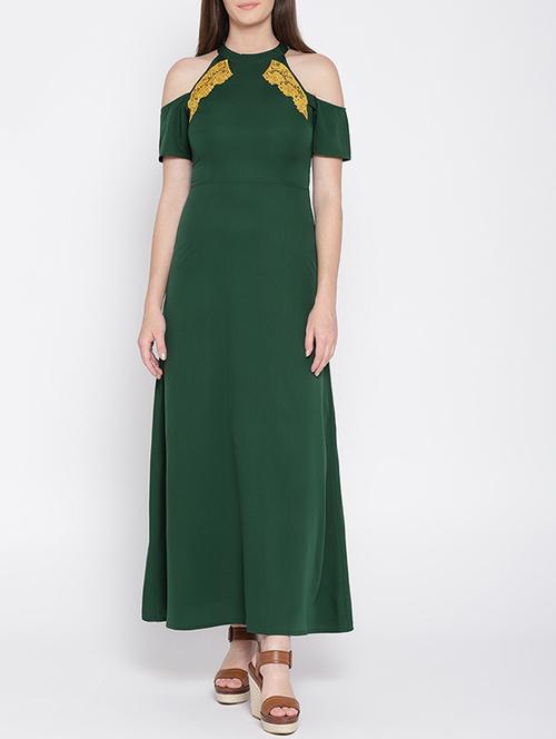 cold shoulder lace trim maxi dress - 15436672 - Very Small Image - 1